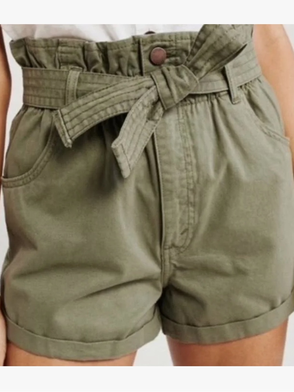 Abercrombie & Fitch Olive Green‎ Paperbag Waist Shorts - Size S